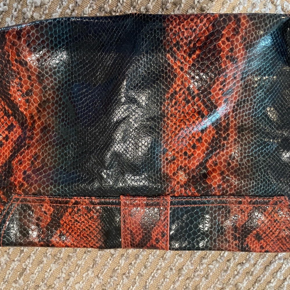 Patchwork Clutch With Snakeskin Texture - image 5